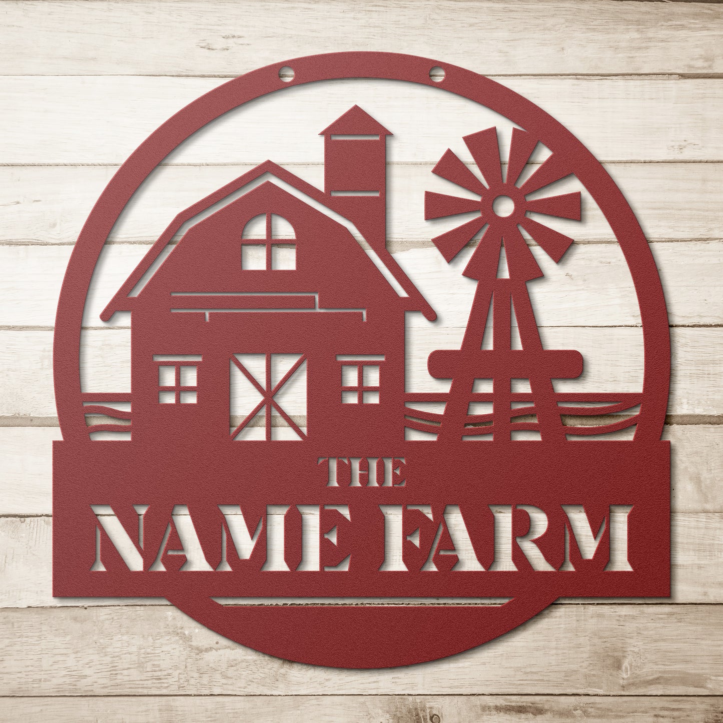 Barn with Windmill Circle Name Sign