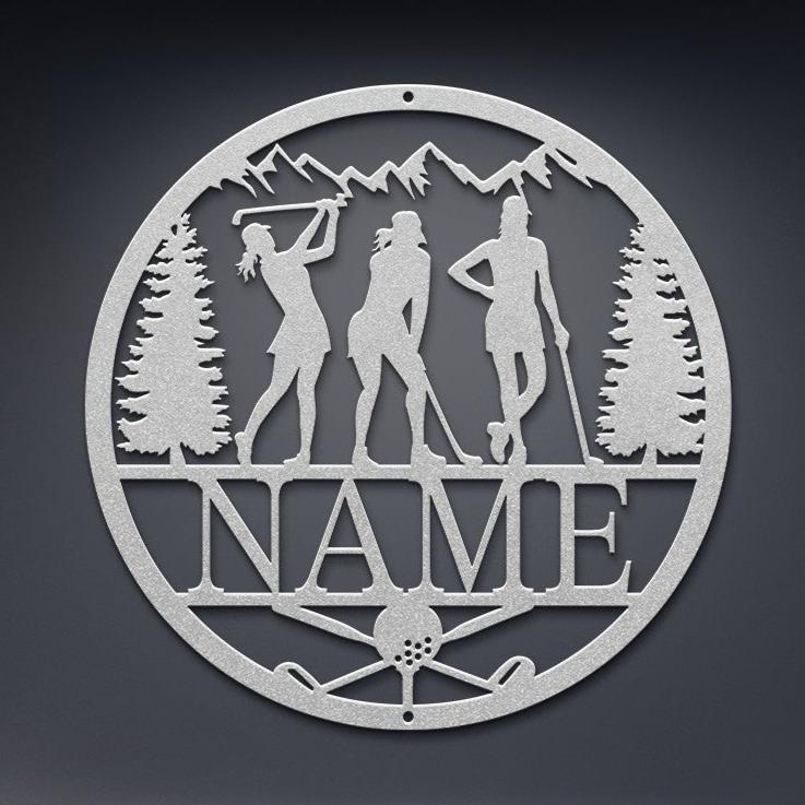 Female Golfer Circle Name Sign