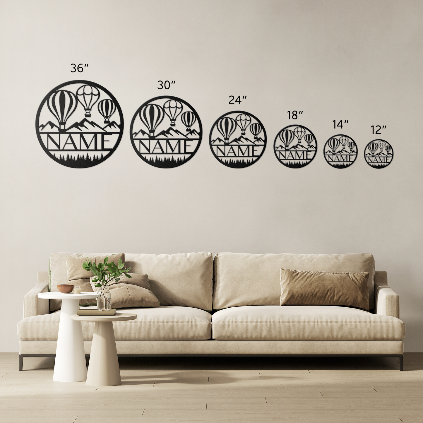 Hot Air Balloon Circle Name Sign