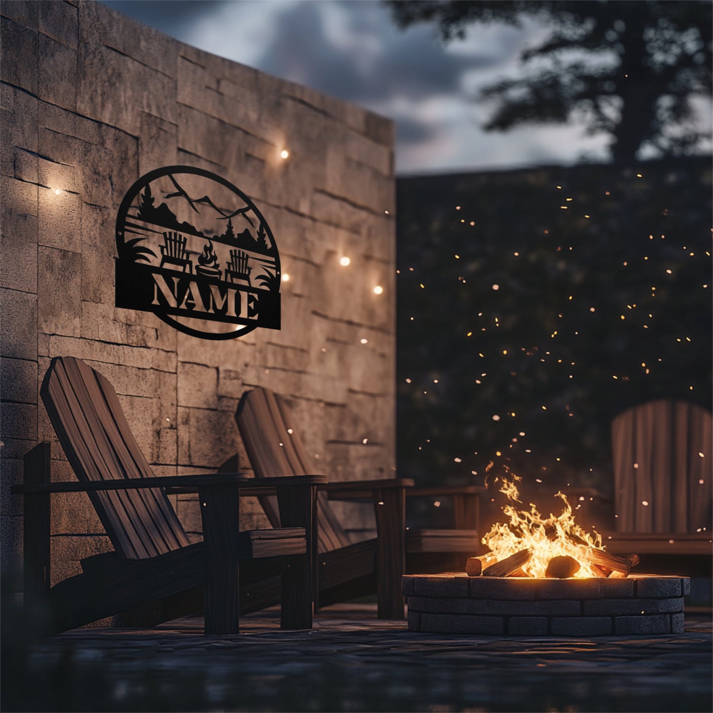 Fire pit by the Lake Name Sign