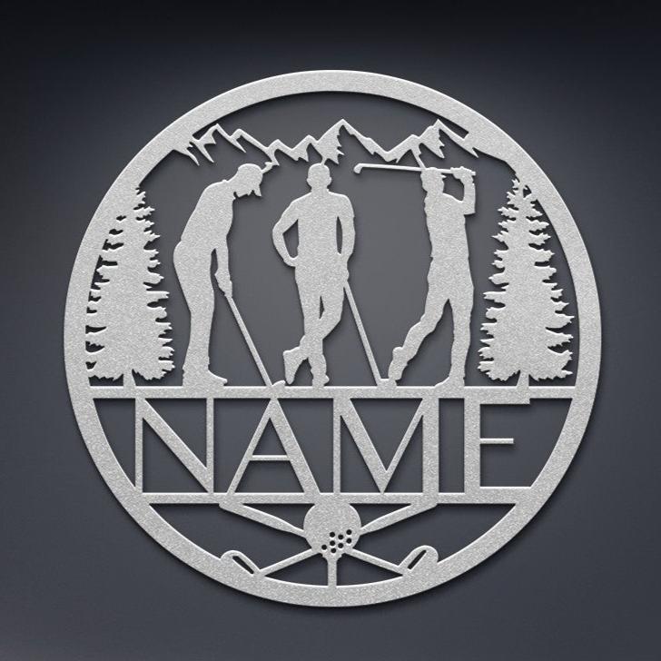 Male Golfer Circle Name Sign