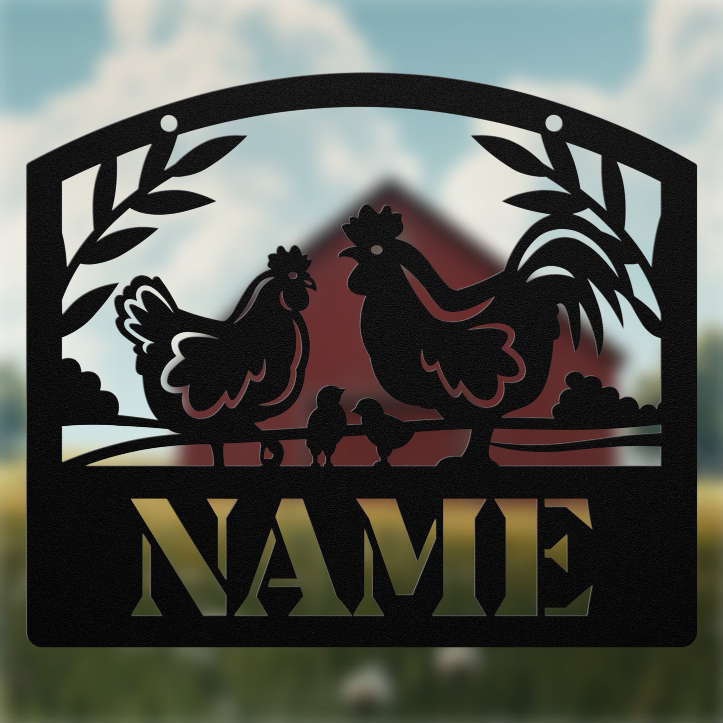 Chicken Family Name Sign