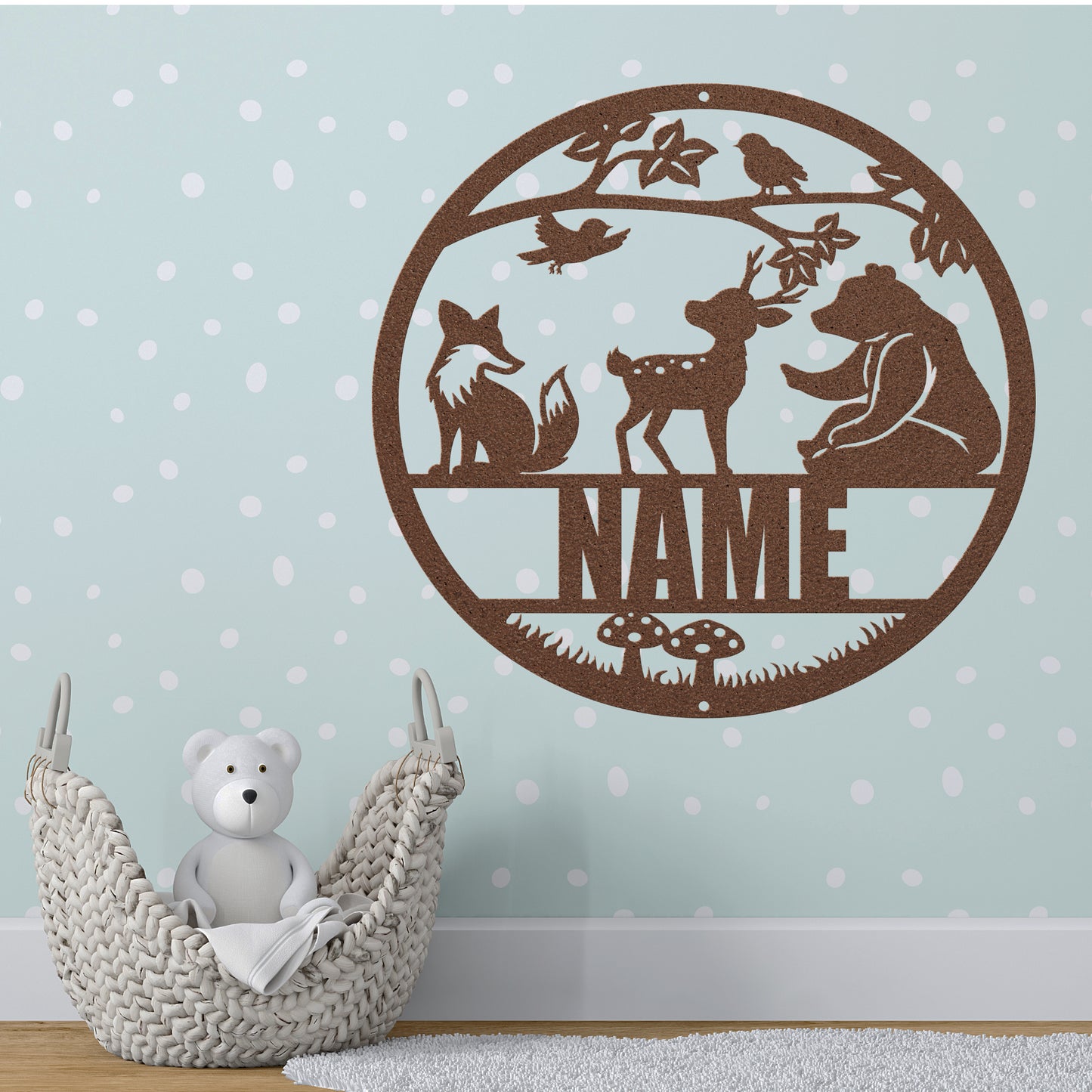 Woodland Animals Circle Name Sign