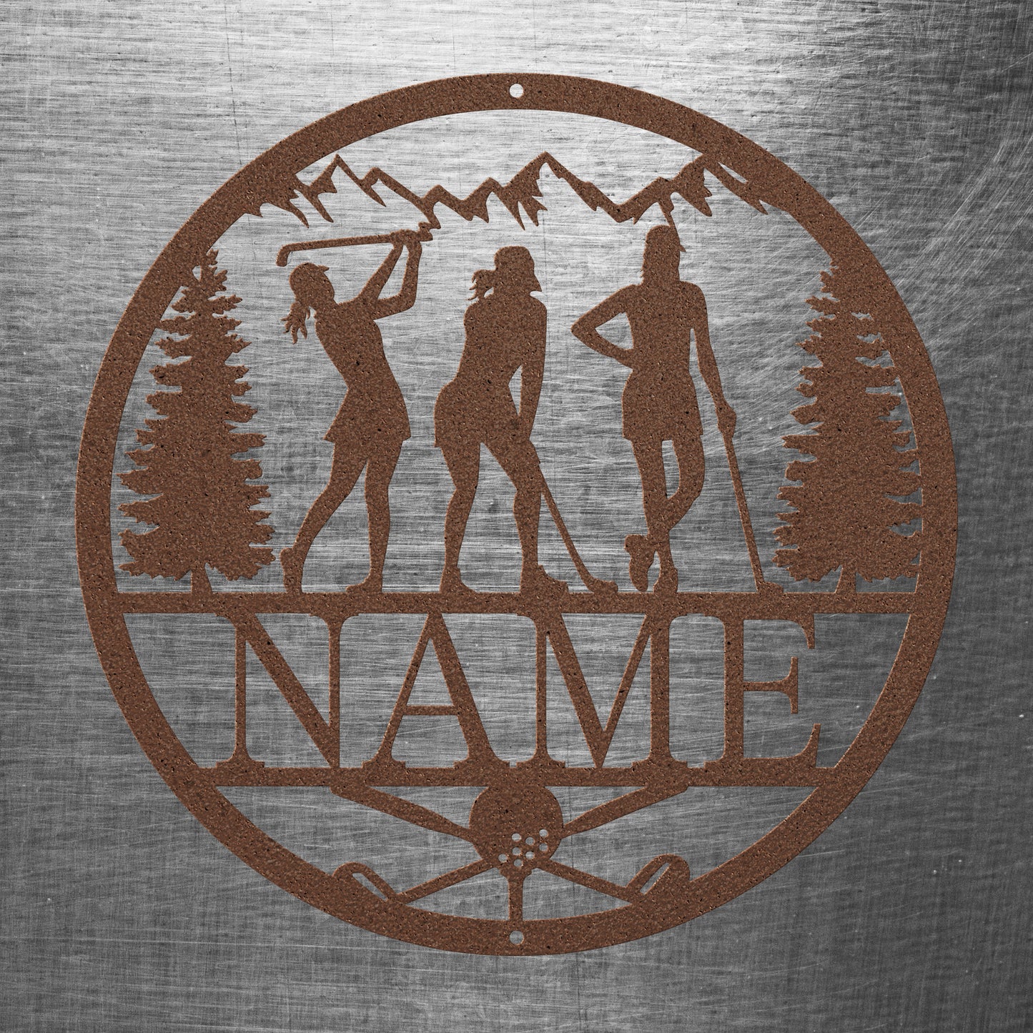 Female Golfer Circle Name Sign