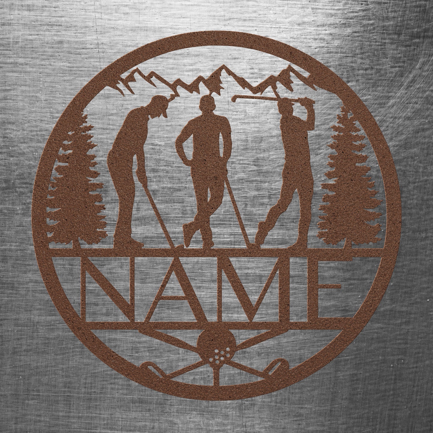 Male Golfer Circle Name Sign