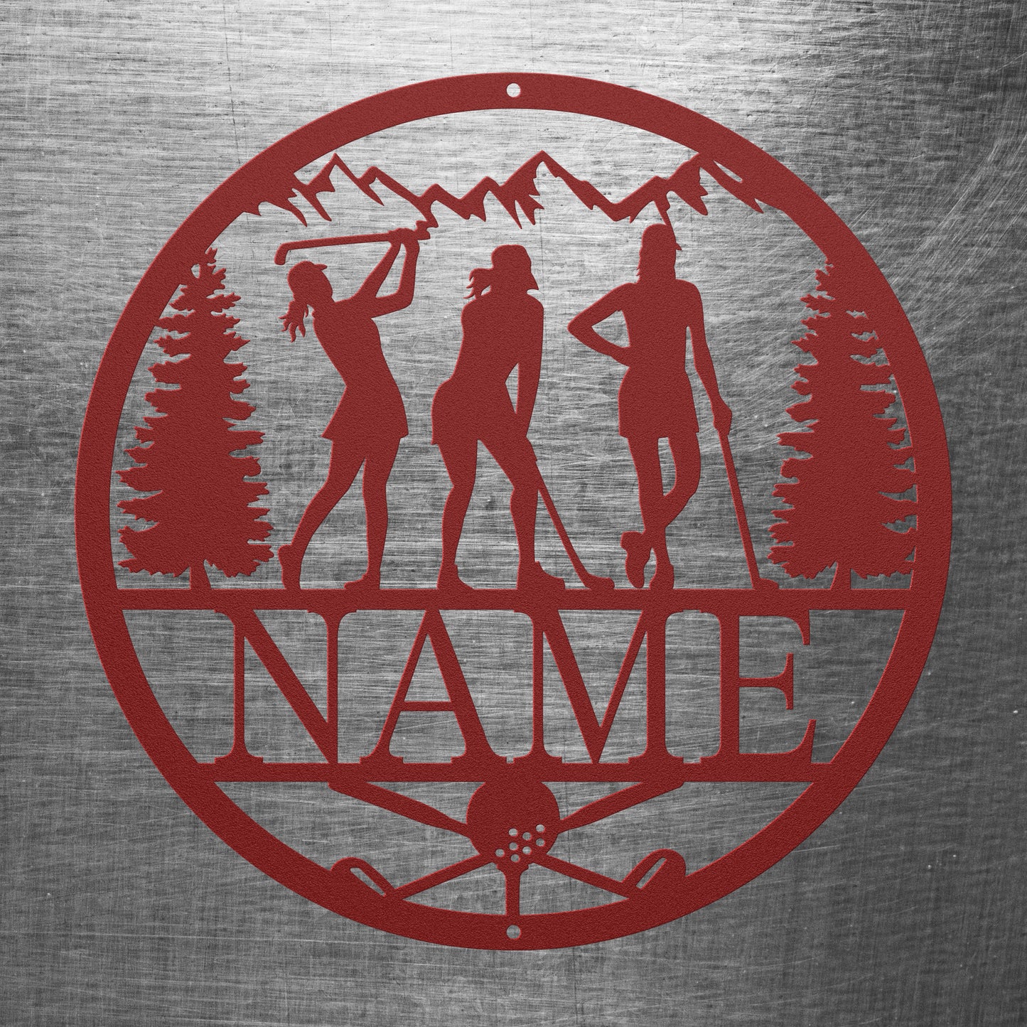 Female Golfer Circle Name Sign
