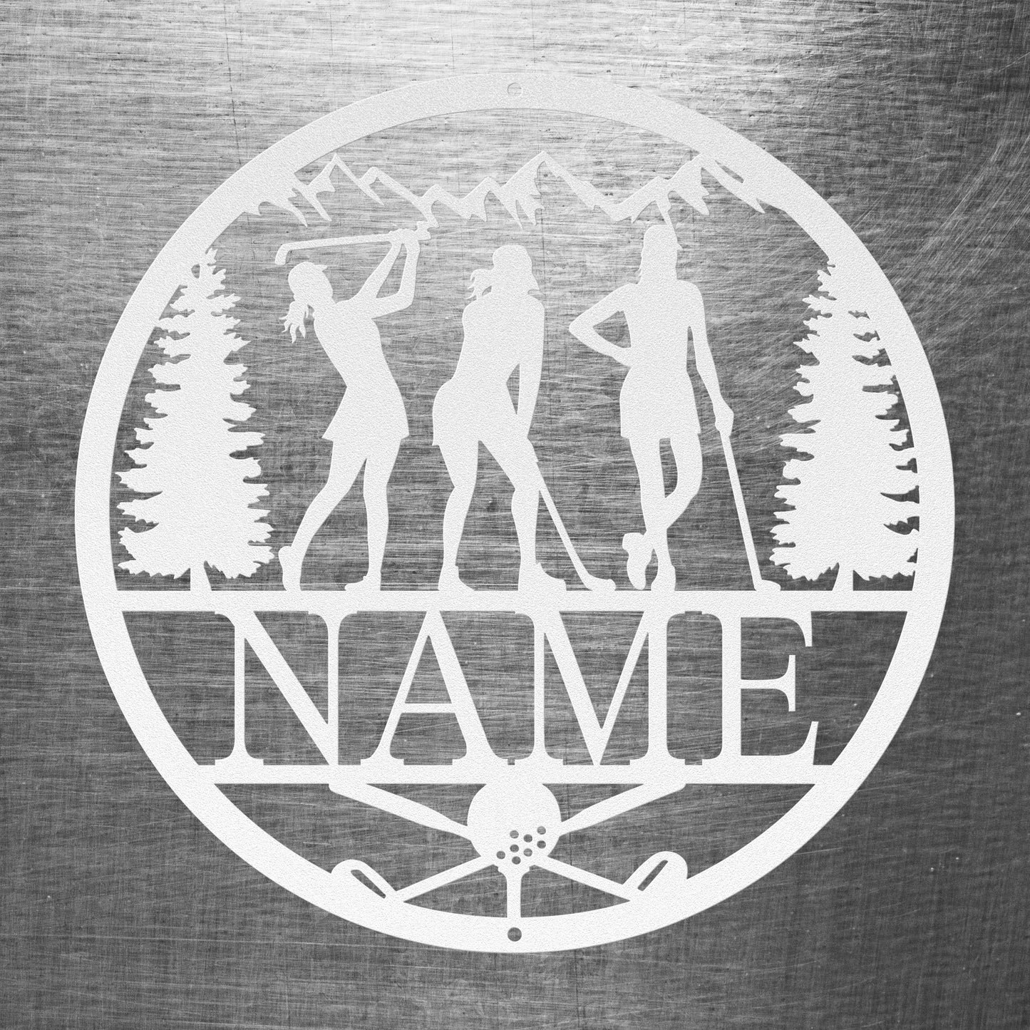 Female Golfer Circle Name Sign