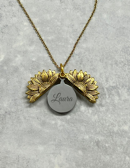 Hidden Message Sunflower Necklace