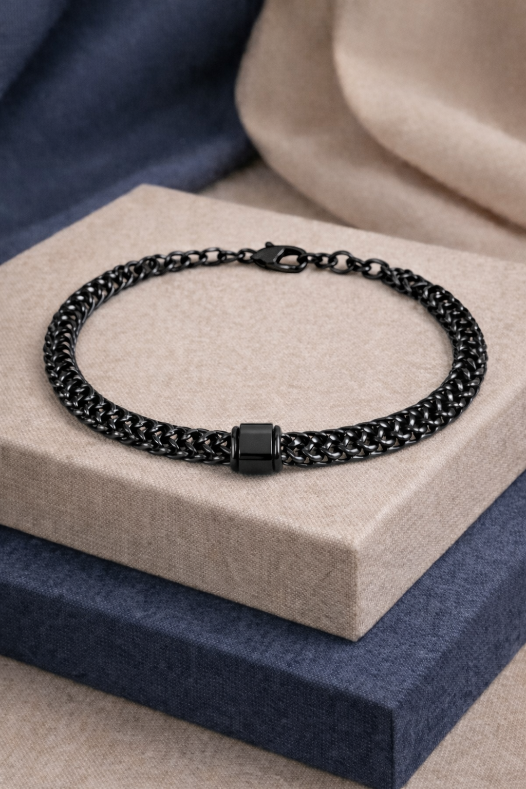 Men's Black Braided Chain Bracelet