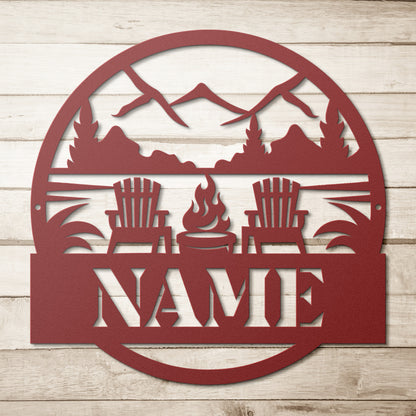 Fire pit by the Lake Name Sign