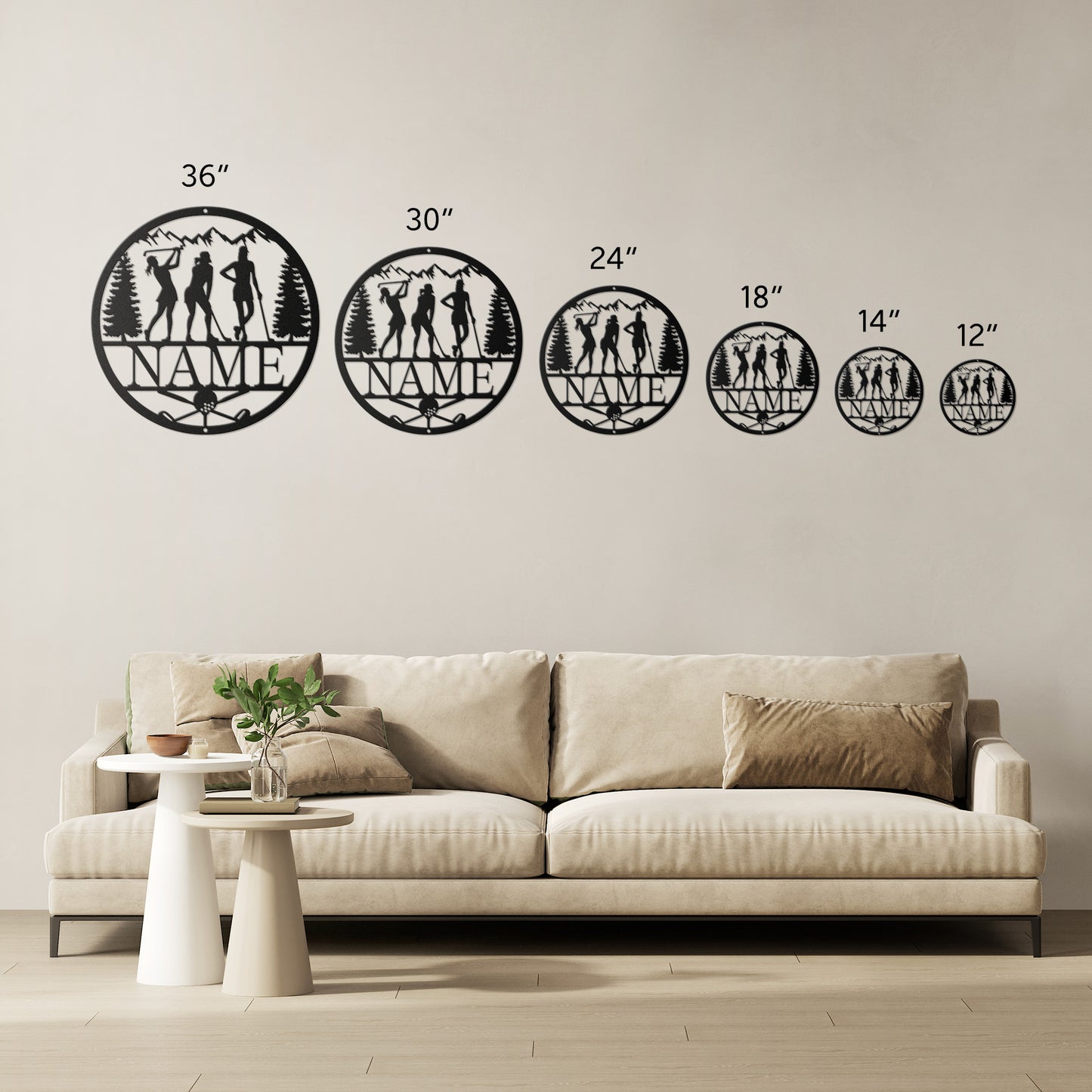 Female Golfer Circle Name Sign