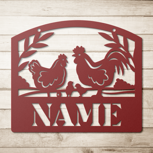 Chicken Family Name Sign