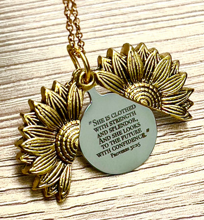 Hidden Message Sunflower Necklace