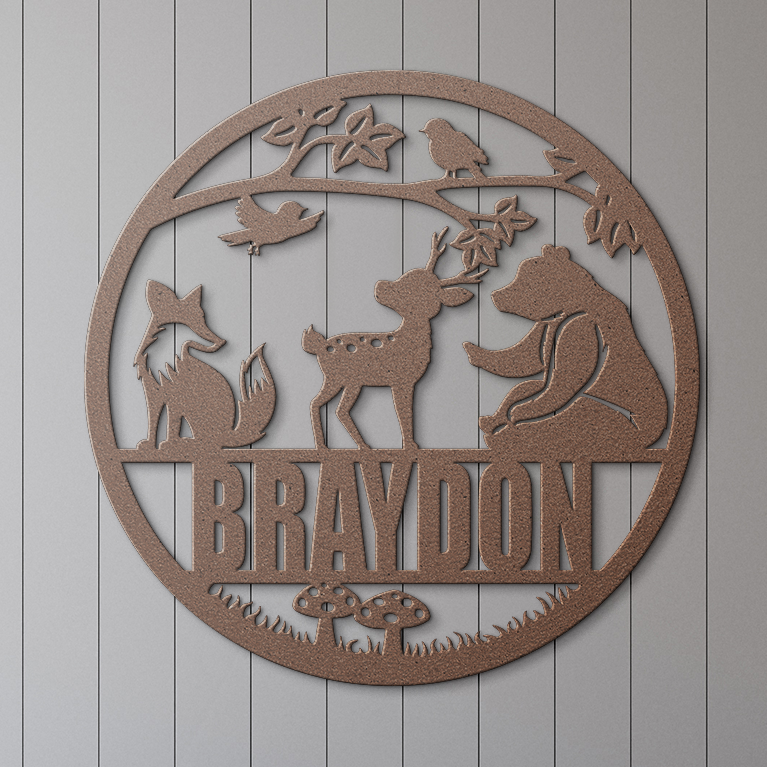 Woodland Animals Circle Name Sign