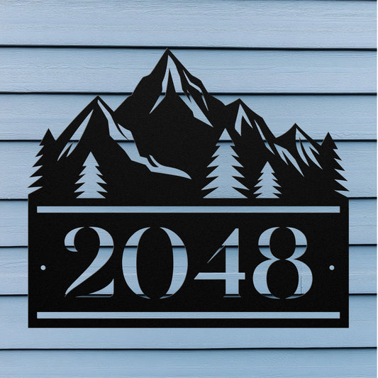 Horizontal Mountain Number Plaque