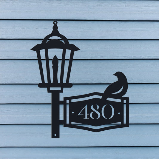 Bird on a Lamppost Address Sign