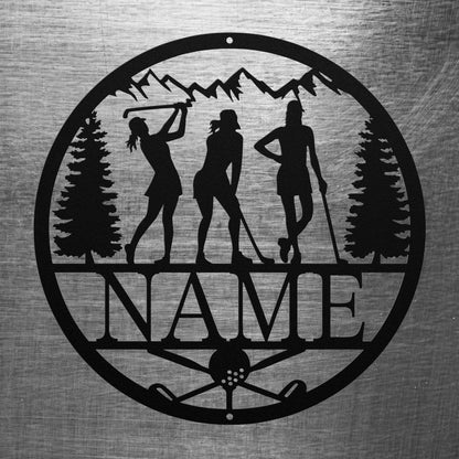 Female Golfer Circle Name Sign