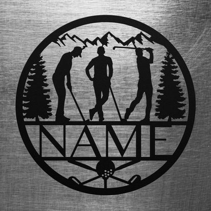 Male Golfer Circle Name Sign