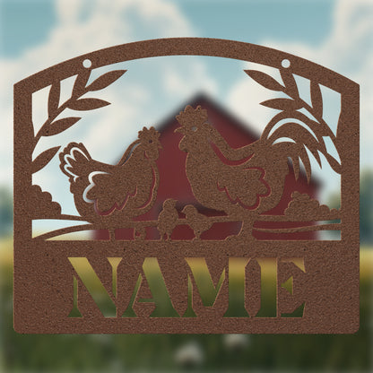 Chicken Family Name Sign