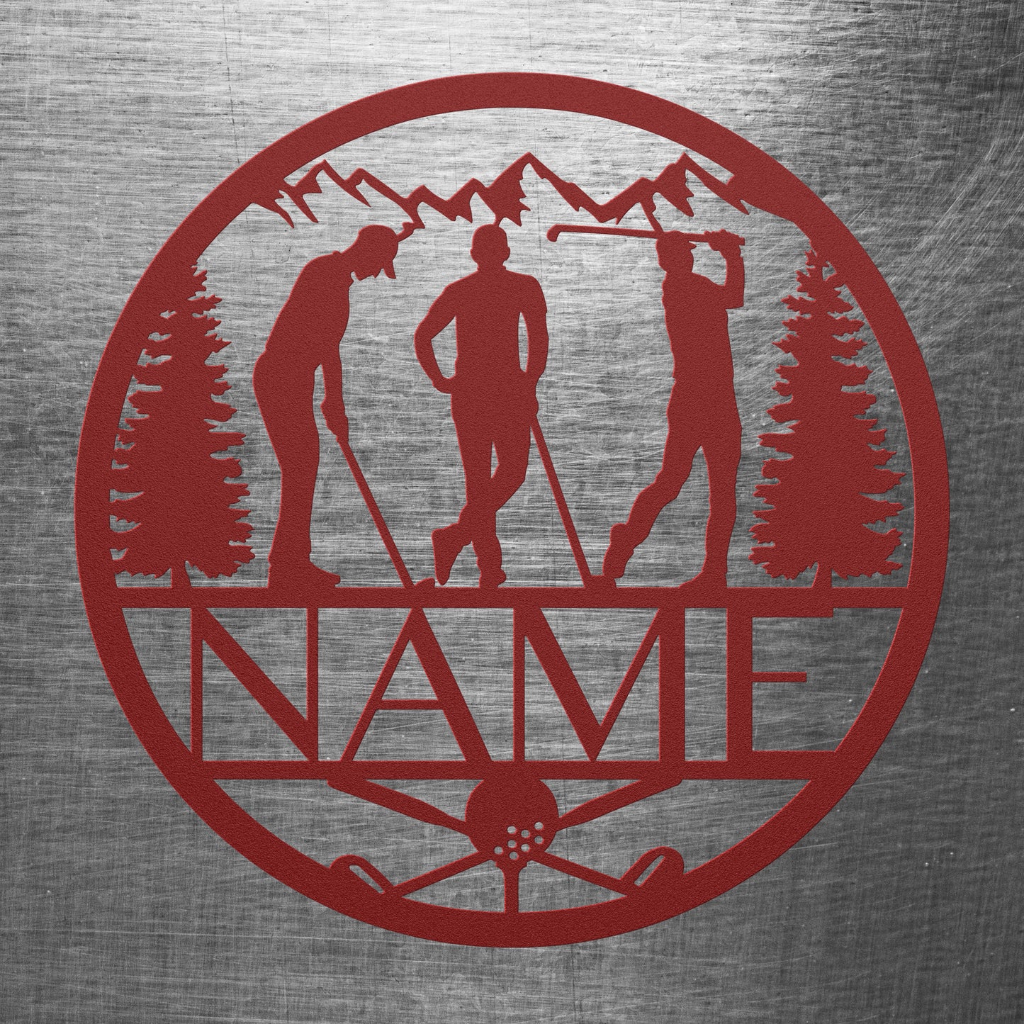 Male Golfer Circle Name Sign