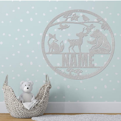 Woodland Animals Circle Name Sign