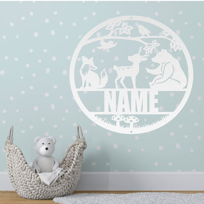 Woodland Animals Circle Name Sign