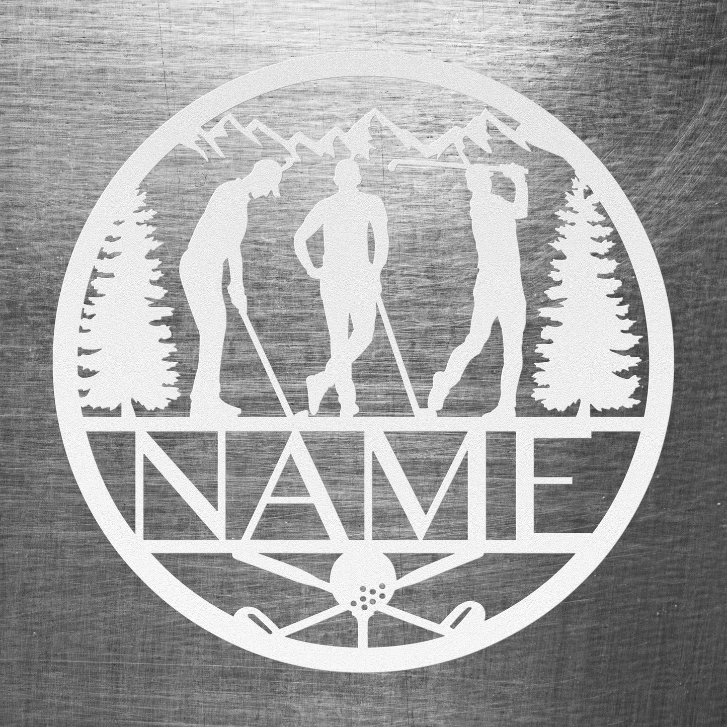 Male Golfer Circle Name Sign